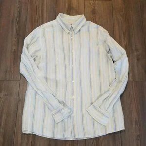 BKE Men's Blue & Yellow Button Front Shirt Medium